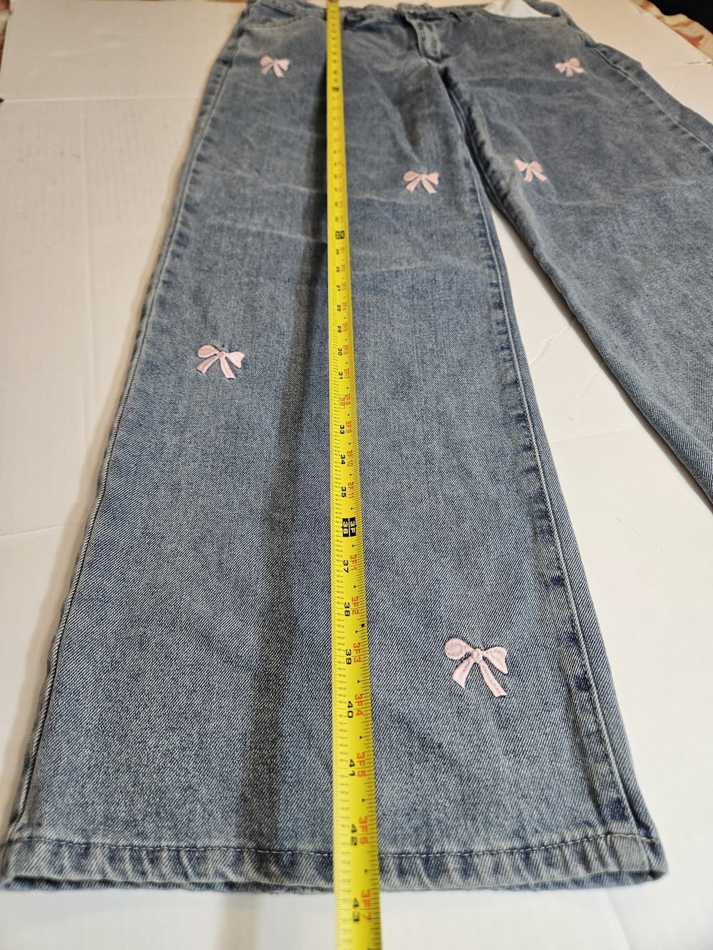 1030 T.E.N.T.H.I.R.T.Y Women's Straight Leg Blue Denim Jeans Pink Bow 13/31 - Picture 9 of 9